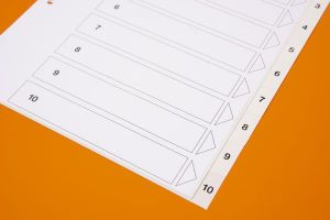 A4 index tabs white 1 to 10 PP 0.13
