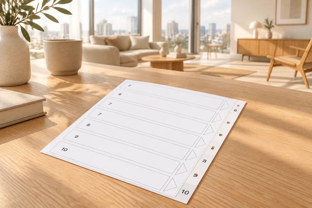 A5 index tabs white 1 to 10 PP 0.13